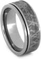 Gibeon Meteorite, Grooved Titanium Pinstripes 8mm Comfort-Fit Titanium Band, Size 6.25