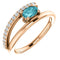 Blue Zircon and Diamond Bypass Ring, 14k Rose Gold (.125 Ctw, G-H Color, I1 Clarity)