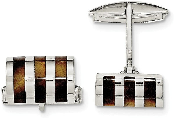 Sterling Silver Tigers Eye Cuff Links