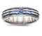 Edward Mirell Titanium Triple Groove Blue Anodized and Sapphire 6mm Wedding Band