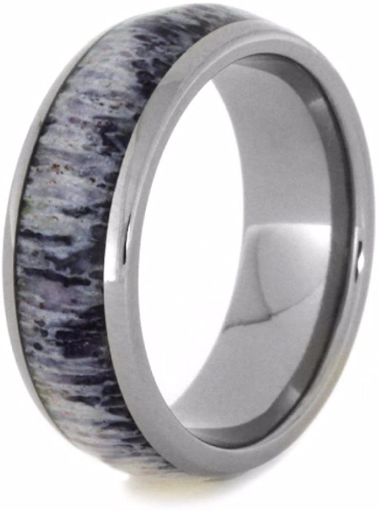 The Men's Jewelry Store (Unisex Jewelry) Purple Deer Antler Inlay 7mm Comfort-Fit Polished Titanium Wedding Band, Size 6