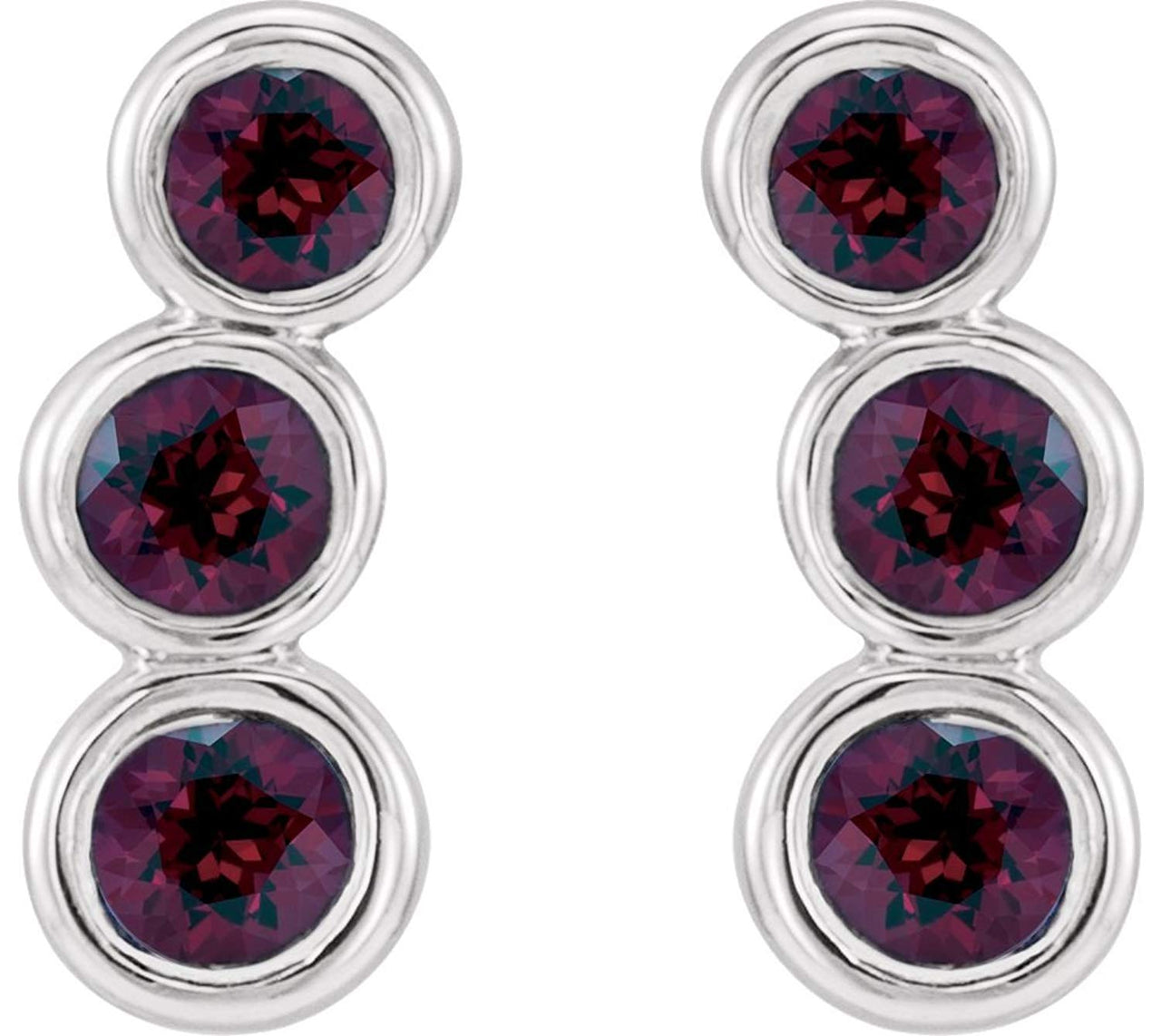 Mozambique Garnet Three-Stone Ear Climbers, Sterling Silver