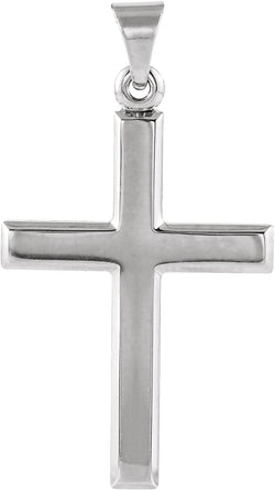 Inlay Cross Rhodium-Plated 14k White Gold Pendant (29X19MM)