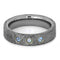 Aquamarine, Gibeon Meteorite 10k White Gold Ring and Opal, Aquamarine, Gibeon Meteorite Titanium Band, Couple Wedding Set