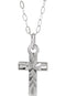 Youth Cross Rhodium-Plated 14k White Gold Pendant Necklace, 15" (09.50X06.50 MM)