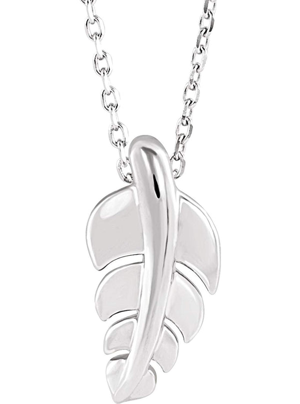 Journey Leaf Necklace, Rhodium-Plated 14k White Gold, 18"