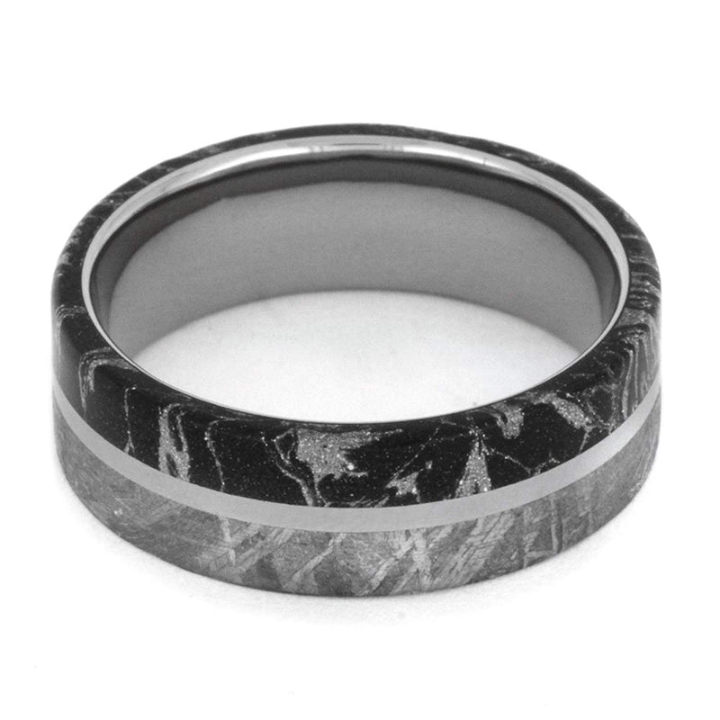 Black and White Mokume, Mystifying Meteorite 7mm Comfort-Fit Titanium Wedding Band