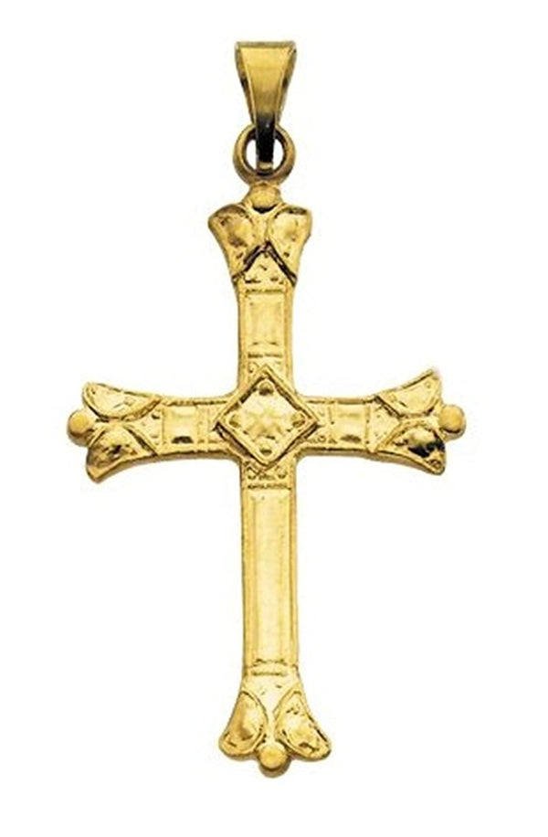 Fleury Cross 14k Yellow Gold Pendant (28X19MM)