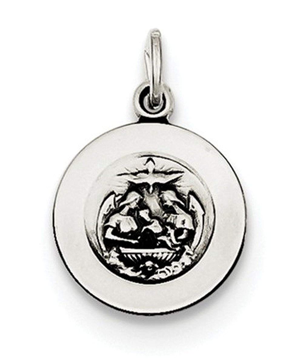 Sterling Silver Antiqued Baptismal Medal (17X12MM)