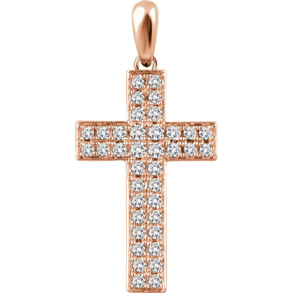 Diamond Western Cross Pendant, 14k Rose Gold (.25 Ctw, H+ Color, I1 Clarity)