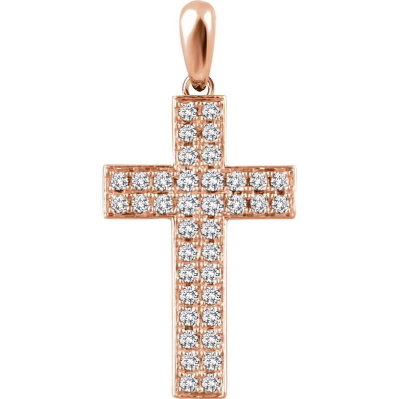 Diamond Western Cross Pendant, 14k Rose Gold (.25 Ctw, H+ Color, I1 Clarity)