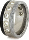 Forever One Moissanite, Gibeon Meteorite, African Blackwood 8mm Comfort-Fit Titanium Band, Size 7.5