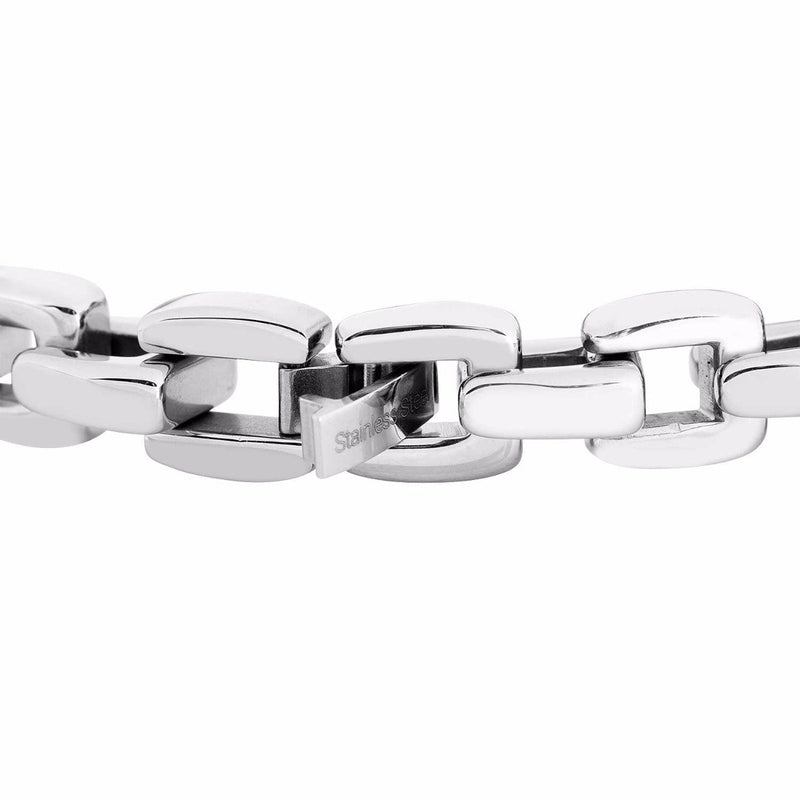 Men's Interlocked Rectangle Link Bracelet, Stainless Steel, 8.5"