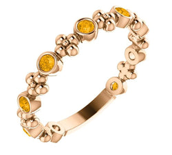 Genuine Citrine Beaded Ring, 14k Rose Gold