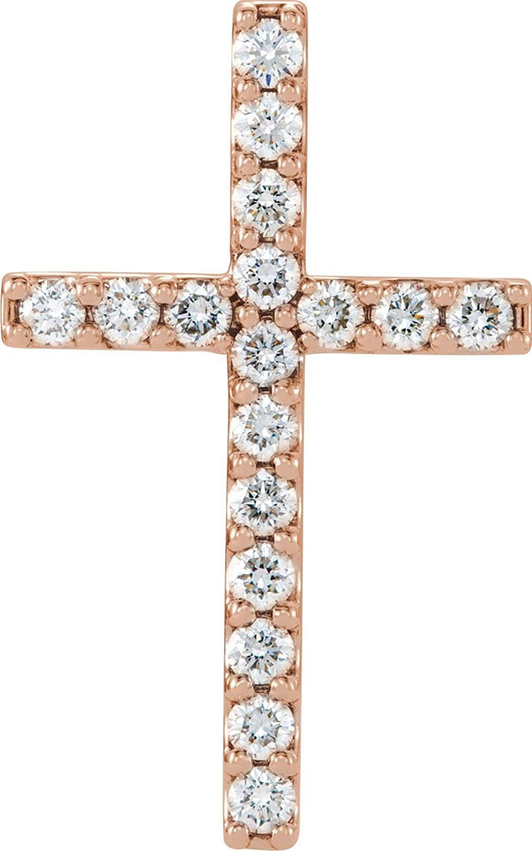 Diamond Petite Cross 14k Rose Gold Pendant (.5 Ctw, G-H Color, I1 Clarity)