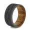 Wave Pattern Sandblasted Titanium 9mm Comfort-Fit Oak Wood Band