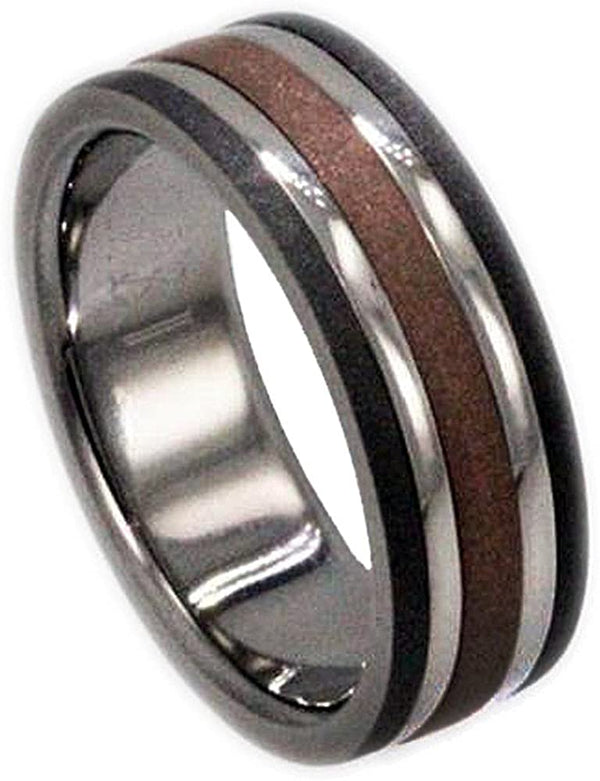 Ave 369 14k Rose Gold, 10k White Gold 7mm Comfort Fit Sandblasted Titanium Wedding Band