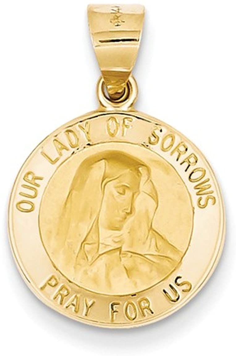 14k Yellow Gold Our Lady of Sorrows Medal Pendant (17X15MM)