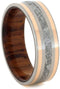 Gibeon Meteorite, 14k Rose Gold, Titanium 7mm Comfort-Fit Honduran Rosewood Band, Size 9