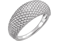 Beaded Dome Ring, Rhodium-Plated 14k White Gold, Size 5.75