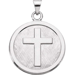 Sterling Silver Confirmation Medal Cross Pendant (23 MM)