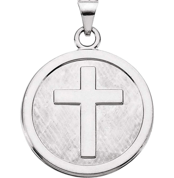 Sterling Silver Confirmation Medal Cross Pendant (23 MM)