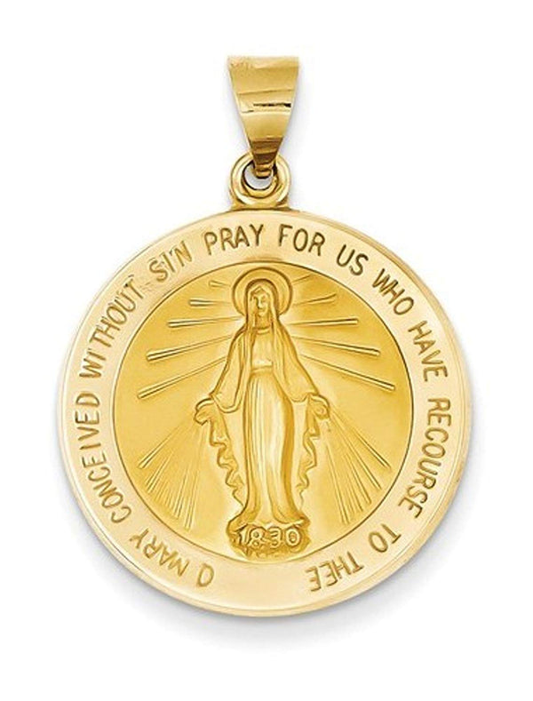 14k Yellow Gold Miraculous Medal Pendant (31X22MM)