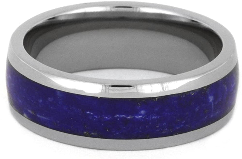 Lapis Lazuli Comfort-Fit 8mm Titanium Band, Size 8.25