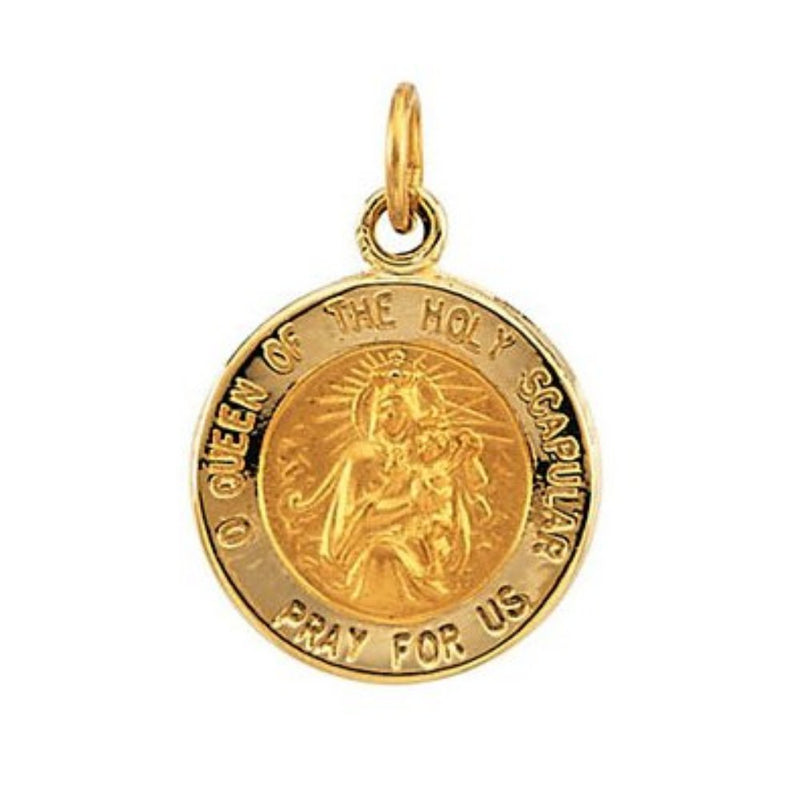 14k Yellow Gold Round Scapular Medal (18 MM)