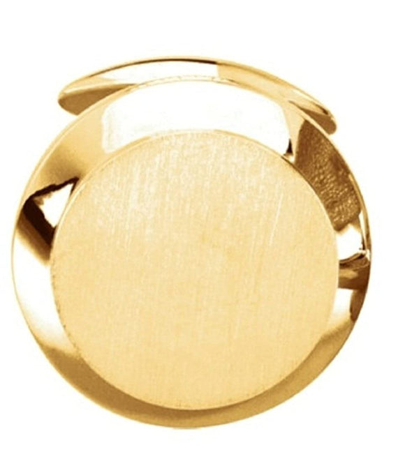 14k Yellow Gold Satin Brushed Round Cuff Link (Single Cuff Link), 20.25MM