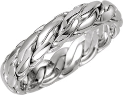14k White Gold 5mm Hand-Woven Braided Band