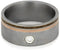 Flush Set Diamond, Whiskey Barrel Wood and Copper 10mm Comfort-Fit Frosted Titanium Wedding Band, Size 4