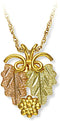 Frosty Leaf and Grape Necklace, 10k Yellow Gold, 12k Green and Rose Gold Black Hills Gold Motif, 18"