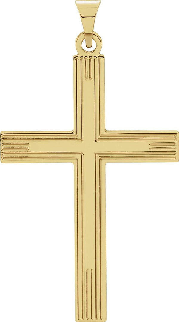 Cross with Embossed Cross Inside the Cross 14k Yellow Gold Pendant