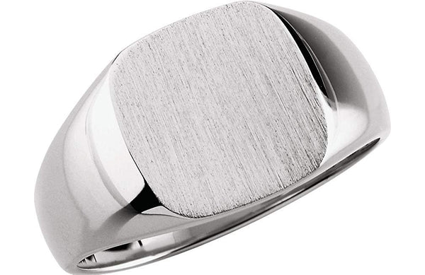 Men's Closed Signet Ring, 18k White Gold (12mm)