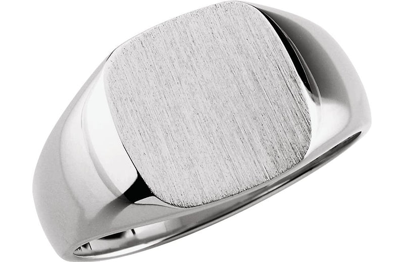 Men's Closed Back Signet Ring, Rhodium-Plated 14k White Gold (10mm)
