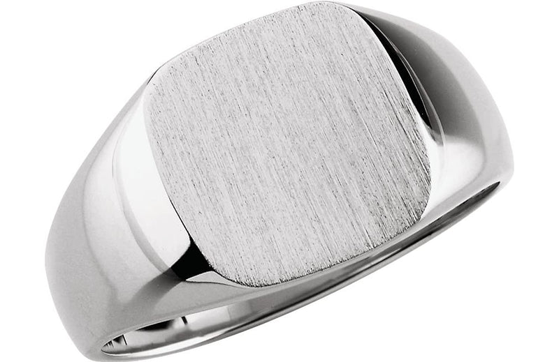 Men's Closed Back Signet Ring, Rhodium-Plated 14k White Gold (12mm)