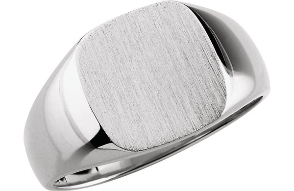 Men's Closed Back Signet Ring, Sterling Silver (18mm) Size 10.5