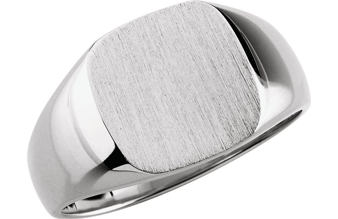 Men's Closed Back Signet Ring, Rhodium-Plated 10k White Gold (14mm)