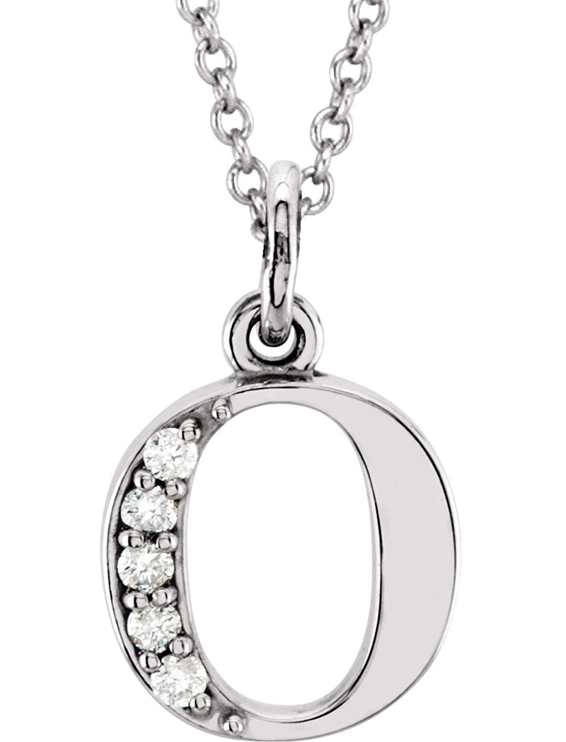 Diamond Initial 'o' Lowercase Letter Rhodium-Plate 14k White Gold Pendant Necklace, 16" (.03 Ctw GH, I1)