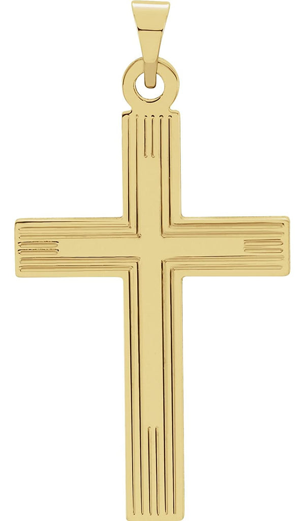 Cross with Embossed Cross Inside the Cross 14k Yellow Gold Pendant