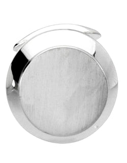 Rhodium-Plated 14k White Gold Satin Brushed Round Beveled Cuff Links, 20.25MM