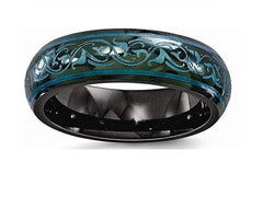 Rain Collection Black Ti Anodized Teal 6MM Domed Band
