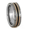 Gibeon Meteorite, Dinosaur Bone, 14k Rose Gold 7mm Comfort-Fit Titanium Ring