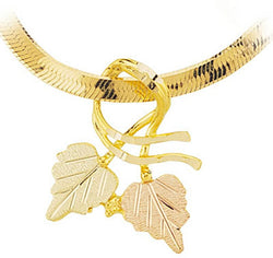 Slider Heart Leaf Pendant Necklace, 10k Yellow Gold, 12k Green and Rose Gold Black Hills Gold Motif, 20"