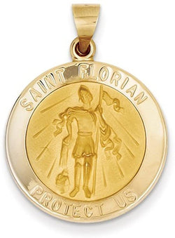 14k Yellow Gold St. Florian Medal Pendant (25X22MM)