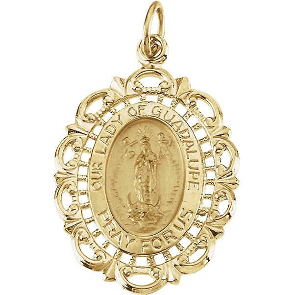 14k Yellow Gold Our Lady of Guadalupe Medal (25x18 MM)