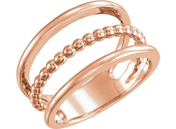 Negative Space Beaded Ring, 14k Rose Gold, Size 7.5