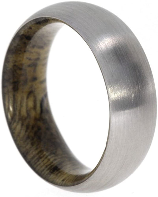 Sindora Wood Inlay 8mm Comfort Fit Matte Titanium Band, Size 14