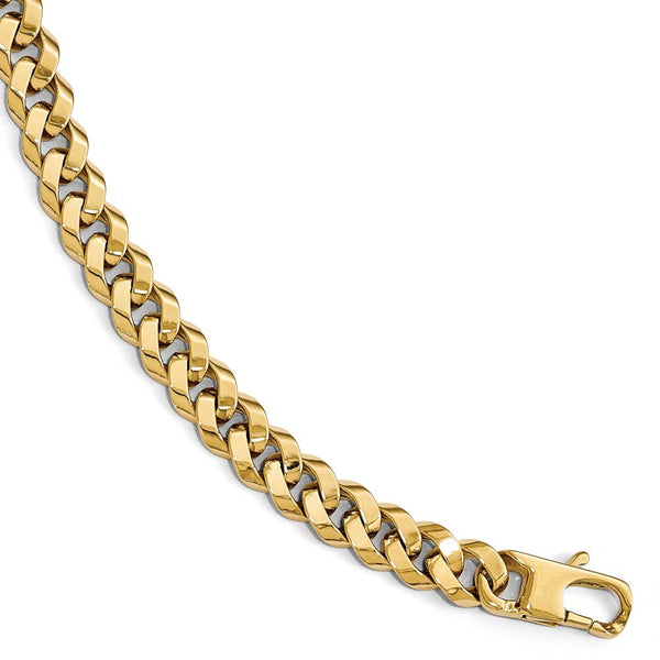 Men's Polished 14k Yellow Gold 8.5mm Beveled Curb Bracelet, 8"